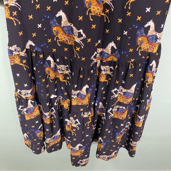 Anthropologie Horse Equestrian Animal Print Shirtdress Tiered XS Petite - Picture 10 of 10